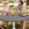 imageSmiry Round Spandex Tablecloth Elastic Fitted Washable Tablecloths for 36quot44quot Tables Waterpoof Stretch Picnic Table Cover for Dining Indoor and Outdoor BlueGrey