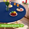 imageSmiry Round Spandex Tablecloth Elastic Fitted Washable Tablecloths for 36quot44quot Tables Waterpoof Stretch Picnic Table Cover for Dining Indoor and Outdoor BlueNavy