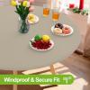 imageSmiry Round Spandex Tablecloth Elastic Fitted Washable Tablecloths for 36quot44quot Tables Waterpoof Stretch Picnic Table Cover for Dining Indoor and Outdoor BlueTaupe