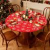 imageSmiry Round Spandex Tablecloth Elastic Fitted Washable Tablecloths for 36quot44quot Tables Waterpoof Stretch Picnic Table Cover for Dining Indoor and Outdoor BlueChristmas Red