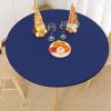 imageSmiry Round Table Cloth Cover Elastic Fitted Flannel Backed Vinyl Tablecloths for 36quot44quot Round Tables Waterproof Wipeable Table Covers for Indoor Outdoor Picnic and Camping Navy