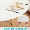 imageSmiry Round Table Cloth Cover Elastic Fitted Flannel Backed Vinyl Tablecloths for 36quot44quot Round Tables Waterproof Wipeable Table Covers for Indoor Outdoor Picnic and Camping Beige
