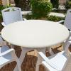 imageSmiry Round Table Cloth Cover Elastic Fitted Flannel Backed Vinyl Tablecloths for 36quot44quot Round Tables Waterproof Wipeable Table Covers for Indoor Outdoor Picnic and Camping Beige