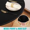 imageSmiry Round Table Cloth Cover Elastic Fitted Flannel Backed Vinyl Tablecloths for 36quot44quot Round Tables Waterproof Wipeable Table Covers for Indoor Outdoor Picnic and Camping Black
