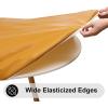 imageSmiry Round Table Cloth Cover Elastic Fitted Flannel Backed Vinyl Tablecloths for 36quot44quot Round Tables Waterproof Wipeable Table Covers for Indoor Outdoor Picnic and Camping Mustard Yellow