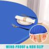 imageSmiry Round Table Cloth Cover Elastic Fitted Flannel Backed Vinyl Tablecloths for 36quot44quot Round Tables Waterproof Wipeable Table Covers for Indoor Outdoor Picnic and Camping Blue