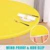 imageSmiry Round Table Cloth Cover Elastic Fitted Flannel Backed Vinyl Tablecloths for 36quot44quot Round Tables Waterproof Wipeable Table Covers for Indoor Outdoor Picnic and Camping Yellow