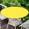 imageSmiry Round Table Cloth Cover Elastic Fitted Flannel Backed Vinyl Tablecloths for 36quot44quot Round Tables Waterproof Wipeable Table Covers for Indoor Outdoor Picnic and Camping Yellow