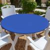 imageSmiry Round Table Cloth Cover Elastic Fitted Flannel Backed Vinyl Tablecloths for 36quot44quot Round Tables Waterproof Wipeable Table Covers for Indoor Outdoor Picnic and Camping Blue