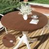 imageSmiry Round Picnic Tablecloth Waterproof Elastic Fitted Table Covers for 36quot  44quot Tables Wipeable Flannel Backed Vinyl Tablecloths for Camping Indoor Outdoor Brown