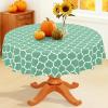 imageSmiry Round Plastic Table Cloth Waterproof Vinyl Tablecloth with Flannel Backing for Round Tables Wipeable Spillproof Tablecloths for Dining Camping Indoor and Outdoor 60quot Round BlackSage Green