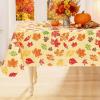 imageSmiry Round Plastic Table Cloth Waterproof Vinyl Tablecloth with Flannel Backing for Round Tables Wipeable Spillproof Tablecloths for Dining Camping Indoor and Outdoor 60quot Round BlackRust  Yellow