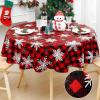 imageSmiry Snowflake Flannel Backed Vinyl Tablecloth Waterproof Round Table Cloth Wipeable Christmas Table Cover for Indoor and Outdoor 60quot Round Black and Red