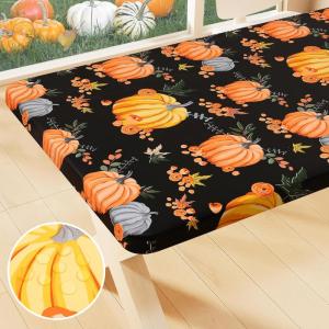imageSmiry Rectangle Picnic Tablecloth Waterproof Elastic Fitted Table Covers for 6 Foot Tables Wipeable Flannel Backed Vinyl Tablecloths for Camping Indoor Outdoor Blue Leaves 30x72 InchesBlack  Yellow