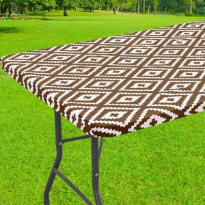 imageSmiry Rectangle Picnic Tablecloth Waterproof Elastic Fitted Table Covers for 6 Foot Tables Wipeable Flannel Backed Vinyl Tablecloths for Camping Indoor Outdoor Blue Leaves 30x72 InchesCoffee