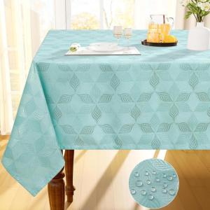 imageSmiry Rectangle Thanksgiving Tablecloth 60x84 Inch Fall Waterproof Damask Table Cloth Autumn Leaves Fabric Jacquard Table Covers for Harvest Parties and Holiday Dinner RustTurquoise