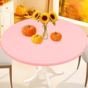 imageSmiry Round Spandex Tablecloth Elastic Fitted Washable Tablecloths for 36quot44quot Tables Waterpoof Stretch Picnic Table Cover for Dining Indoor and Outdoor BluePink