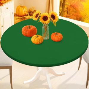 imageSmiry Round Spandex Tablecloth Elastic Fitted Washable Tablecloths for 36quot44quot Tables Waterpoof Stretch Picnic Table Cover for Dining Indoor and Outdoor BlueEmerald Green