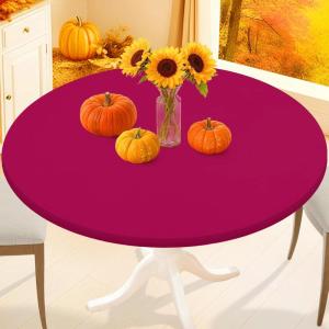 imageSmiry Round Spandex Tablecloth Elastic Fitted Washable Tablecloths for 36quot44quot Tables Waterpoof Stretch Picnic Table Cover for Dining Indoor and Outdoor BlueFuchsia