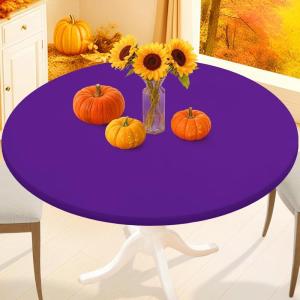 imageSmiry Round Spandex Tablecloth Elastic Fitted Washable Tablecloths for 36quot44quot Tables Waterpoof Stretch Picnic Table Cover for Dining Indoor and Outdoor BluePurple