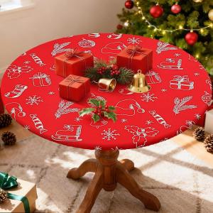 imageSmiry Round Spandex Tablecloth Elastic Fitted Washable Tablecloths for 36quot44quot Tables Waterpoof Stretch Picnic Table Cover for Dining Indoor and Outdoor BlueBurgundy