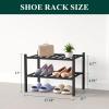 imageSmiry Bamboo Shoe Rack for Closet 5 Tier Wooden Stackable Shoe Organizer Free Standing Shoes Storage Shelf for Entryway Front Door Entrance BrownBlack