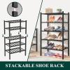 imageSmiry Bamboo Shoe Rack for Closet 5 Tier Wooden Stackable Shoe Organizer Free Standing Shoes Storage Shelf for Entryway Front Door Entrance BrownBlack