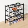 imageSmiry Bamboo Shoe Rack for Closet 5 Tier Wooden Stackable Shoe Organizer Free Standing Shoes Storage Shelf for Entryway Front Door Entrance BrownBlack