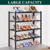 imageSmiry Bamboo Shoe Rack for Closet 5 Tier Wooden Stackable Shoe Organizer Free Standing Shoes Storage Shelf for Entryway Front Door Entrance BrownBlack