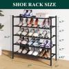 imageSmiry Bamboo Shoe Rack for Closet 5 Tier Wooden Stackable Shoe Organizer Free Standing Shoes Storage Shelf for Entryway Front Door Entrance BrownBlack