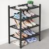 imageSmiry Bamboo Shoe Rack for Closet 5 Tier Wooden Stackable Shoe Organizer Free Standing Shoes Storage Shelf for Entryway Front Door Entrance BrownBlack