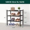 imageSmiry Bamboo Shoe Rack for Closet 5 Tier Wooden Stackable Shoe Organizer Free Standing Shoes Storage Shelf for Entryway Front Door Entrance BrownBlack