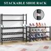 imageSmiry Bamboo Shoe Rack for Closet 5 Tier Wooden Stackable Shoe Organizer Free Standing Shoes Storage Shelf for Entryway Front Door Entrance BrownBlack