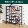 imageSmiry Bamboo Shoe Rack for Closet 5 Tier Wooden Stackable Shoe Organizer Free Standing Shoes Storage Shelf for Entryway Front Door Entrance BrownBlack
