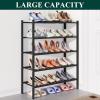 imageSmiry Bamboo Shoe Rack for Closet 5 Tier Wooden Stackable Shoe Organizer Free Standing Shoes Storage Shelf for Entryway Front Door Entrance BrownBlack