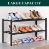 imageSmiry Bamboo Shoe Rack for Closet 5 Tier Wooden Stackable Shoe Organizer Free Standing Shoes Storage Shelf for Entryway Front Door Entrance BrownBlack