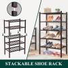 imageSmiry Bamboo Shoe Rack for Closet 5 Tier Wooden Stackable Shoe Organizer Free Standing Shoes Storage Shelf for Entryway Front Door Entrance BrownBrown