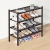imageSmiry Bamboo Shoe Rack for Closet 5 Tier Wooden Stackable Shoe Organizer Free Standing Shoes Storage Shelf for Entryway Front Door Entrance BrownBrown