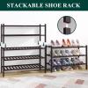 imageSmiry Bamboo Shoe Rack for Closet 5 Tier Wooden Stackable Shoe Organizer Free Standing Shoes Storage Shelf for Entryway Front Door Entrance BrownBrown