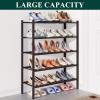 imageSmiry Bamboo Shoe Rack for Closet 5 Tier Wooden Stackable Shoe Organizer Free Standing Shoes Storage Shelf for Entryway Front Door Entrance BrownBrown