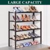 imageSmiry Bamboo Shoe Rack for Closet 5 Tier Wooden Stackable Shoe Organizer Free Standing Shoes Storage Shelf for Entryway Front Door Entrance BrownBrown