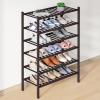 imageSmiry Bamboo Shoe Rack for Closet 5 Tier Wooden Stackable Shoe Organizer Free Standing Shoes Storage Shelf for Entryway Front Door Entrance BrownBrown