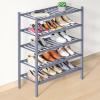 imageSmiry Bamboo Shoe Rack for Closet 5 Tier Wooden Stackable Shoe Organizer Free Standing Shoes Storage Shelf for Entryway Front Door Entrance BrownGrey