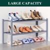 imageSmiry Bamboo Shoe Rack for Closet 5 Tier Wooden Stackable Shoe Organizer Free Standing Shoes Storage Shelf for Entryway Front Door Entrance BrownGrey