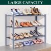 imageSmiry Bamboo Shoe Rack for Closet 5 Tier Wooden Stackable Shoe Organizer Free Standing Shoes Storage Shelf for Entryway Front Door Entrance BrownGrey