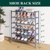 imageSmiry Bamboo Shoe Rack for Closet 5 Tier Wooden Stackable Shoe Organizer Free Standing Shoes Storage Shelf for Entryway Front Door Entrance BrownGrey