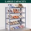 imageSmiry Bamboo Shoe Rack for Closet 5 Tier Wooden Stackable Shoe Organizer Free Standing Shoes Storage Shelf for Entryway Front Door Entrance BrownGrey