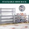 imageSmiry Bamboo Shoe Rack for Closet 5 Tier Wooden Stackable Shoe Organizer Free Standing Shoes Storage Shelf for Entryway Front Door Entrance BrownGrey