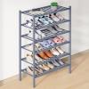 imageSmiry Bamboo Shoe Rack for Closet 5 Tier Wooden Stackable Shoe Organizer Free Standing Shoes Storage Shelf for Entryway Front Door Entrance BrownGrey