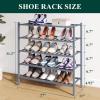 imageSmiry Bamboo Shoe Rack for Closet 5 Tier Wooden Stackable Shoe Organizer Free Standing Shoes Storage Shelf for Entryway Front Door Entrance BrownGrey
